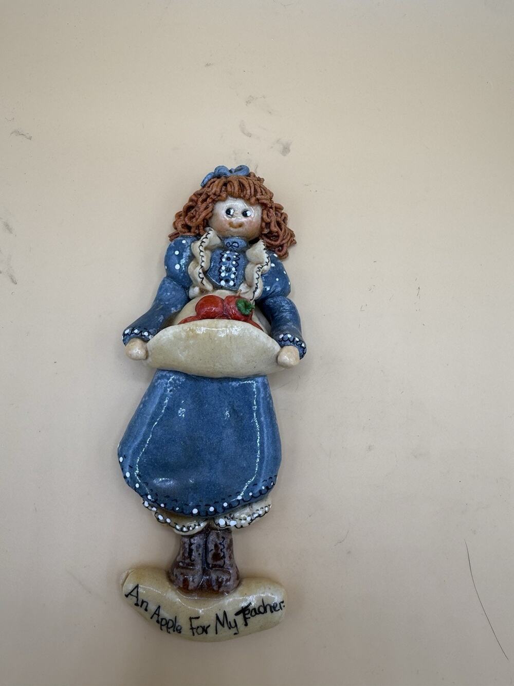 Handmade Ceramic Wall Hanging An Apple For My Teacher School Girl Folk Art 6”